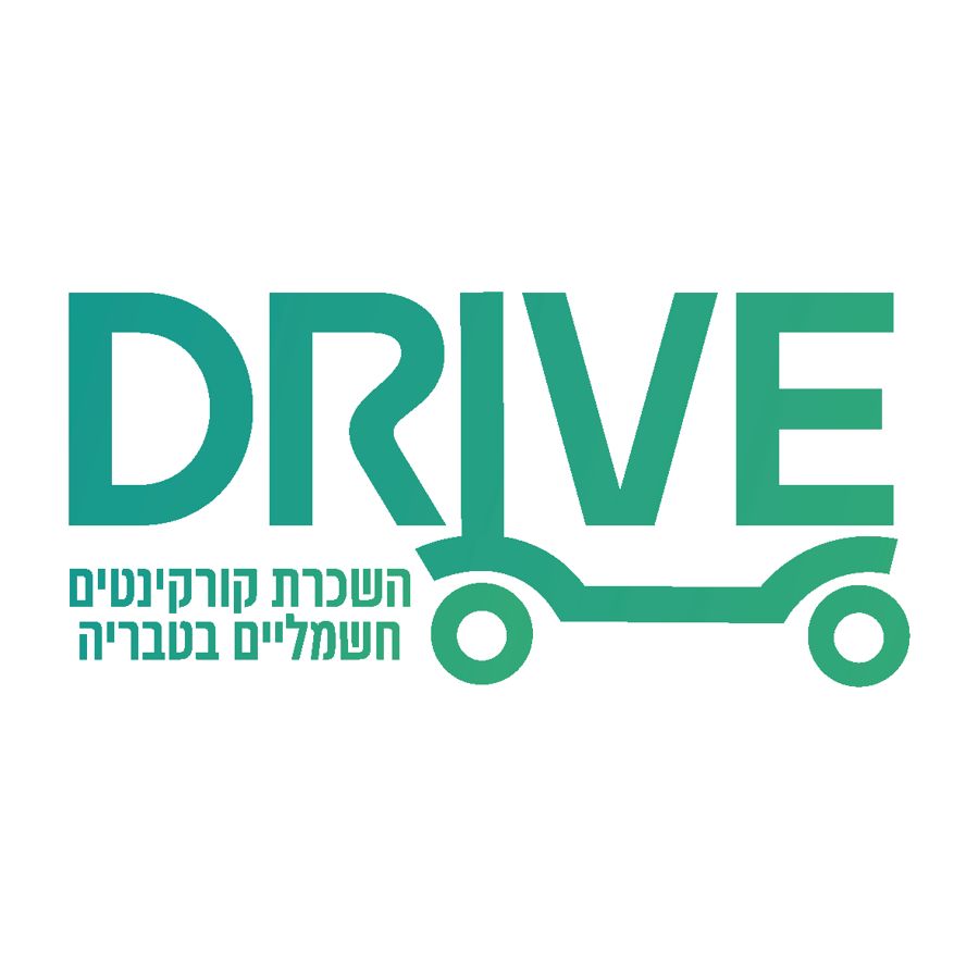 לוגו להשכרת קורקינטים: המילה DRIVE שהופכת לקורקינט, בגרדיאנט ירוק